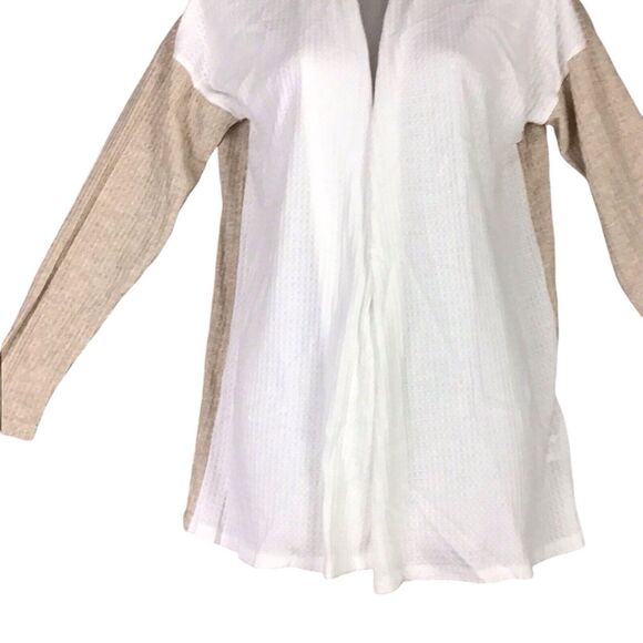 Bobeau Womens Size S Open Front Cardigan Waffle Knit Colorblock Long Sleeve - Picture 3 of 10